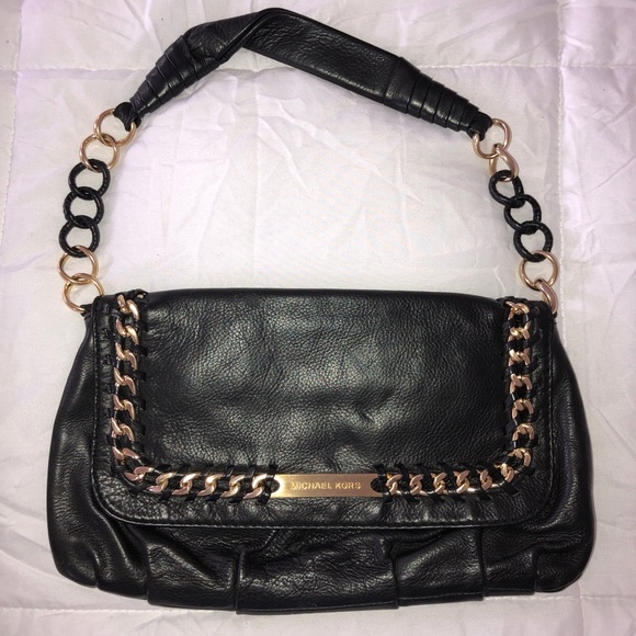 Authentic Black & Gold Michael Kors Purse - Picture 1 of 2